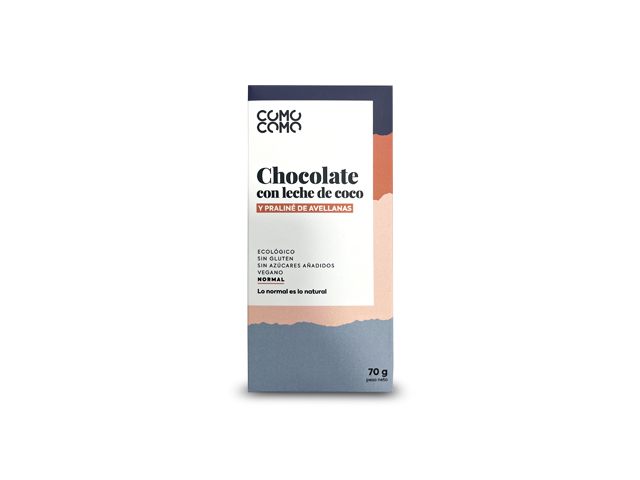 Chocolate con leche de coco y praliné de avellana